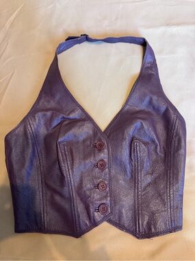 Forever 21 Purple Faux Leather Halter Bustier Top